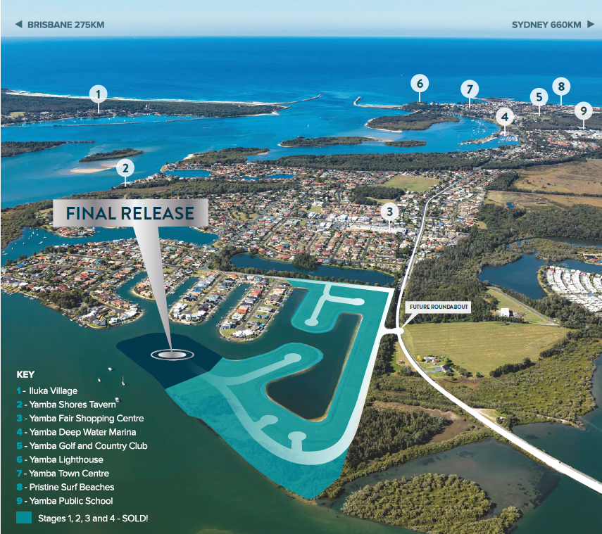 Yamba Quays showing Yamba locations.